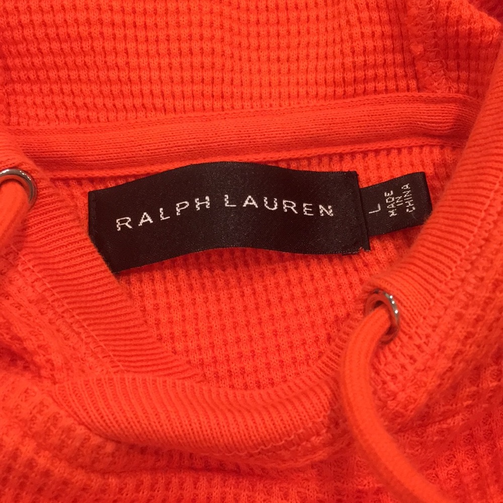 Ralph Lauren ORANGE Waffle Weave Hoodie Menβs Lrg - Picture 5 of 8